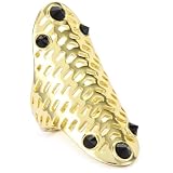 House of Harlow 1960 Geometric Jet Gold Pave Ring S