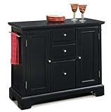 Home Styles Bedford Large Kitchen Island in Ebony Black