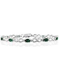 10k White Gold Emerald and Diamond Hugs and Kisses Bracelet