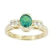 14K Yellow Gold Emerald and Diamond Ring