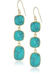 Argento Vivo Gold-Tone Turquoise Triple Linear Earrings