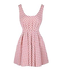 Dots Print Chiffon Backless  Dress