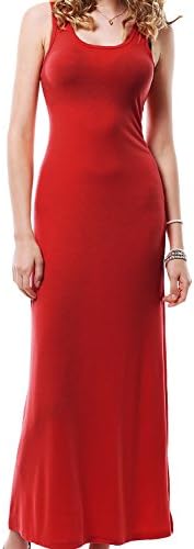 11 FOXY Womens Sleeveless Solid Maxi Dress RED MEDIUM