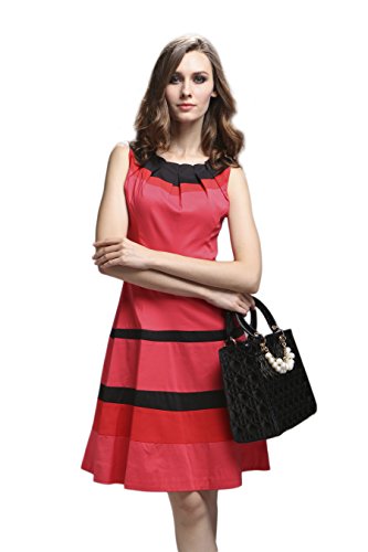 Yacun Women's Sleeveless Striped Fit and Flare Party Dress