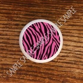 ZEBRAS ZEBRA STRIPES BLACK & HOT PINK DRAWER PULL KNOBS
