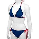Atlanta Braves Women's Navy Ruffled String Bikini
