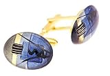 Designer handcrafted curved acrylic and foil cufflinks