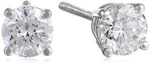 IGI Certified Platinum 4-Prong Diamond Stud Earrings (3/4 cttw, G-H Color, VS2 Clarity)