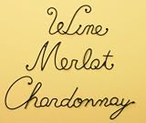 Wrought Iron Wall Sculture ~ Wine Word Art, Set of 3 (Wine, Merlot, Chardonnay)