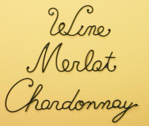 Wrought Iron Wall Sculture ~ Wine Word Art, Set of 3 (Wine, Merlot, Chardonnay)