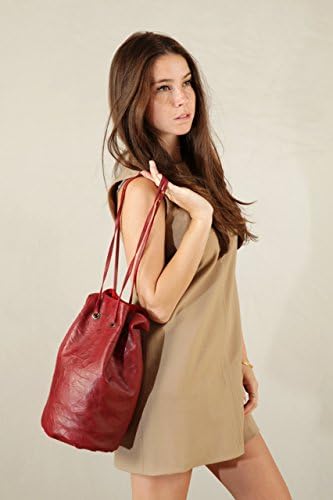 0000hhh What a Bag!Handmade Cross Body Red Leather BUCKET BAG ! ! !