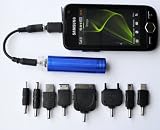 Portable Emergency Travel Charger for Mobile Phone/MP3 Player – AA Battery Power – Blue Guide
