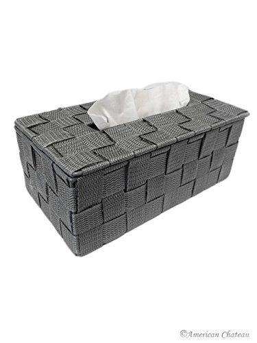 Grey/Silver Woven Nylon Rectangular Kleenex Tissue Dispenser Box Cover Holder