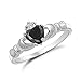 Sterling Silver Simulated Black Onyx Claddagh Ring - Sizes 3 to 12