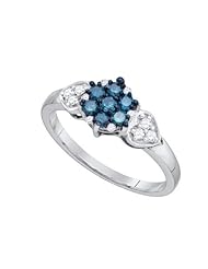 0.36CT BLUE DIAMOND FLOWER RING