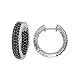 10k White Gold Black and White Diamond Hoop Earrings (3/4 cttw)