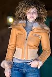 Women's Shearling Bomber Jacket with Fox Collar
