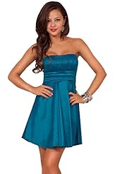 Strapless Cocktail Fit-and-Flare Empire   Waistline Satin Sweetheart Fitted Pleated Sheer Club Dress/Mini Dress 