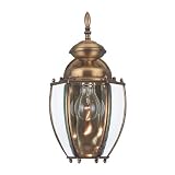 Sea Gull Lighting 8580-01 Single-Light Society Hill Outdoor Wall Fixture with Clear Curved Beveled Glass, Antique Brass
