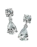 Elements Sterling Silver Ladies E2321C Clear Cubic Zirconia Teardrop and Round Drop Earrings