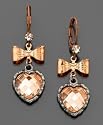 Betsey Johnson Rose Gold Tone Heart Earrings
