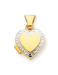 14k Gold with Rhodium Accent Heart Locket