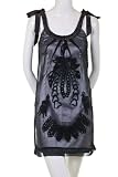Minuet Sheer Floral Design Satin Shoulder Tie Cocktail Party Dress Black Silver Lining Small