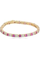 18k Yellow Gold Over Sterling Silver Created Gemstone Bracelet