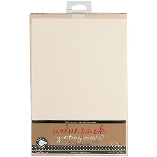 Canvas Corp Value Pack Cards and Envelopes, 5-Inch by 7-Inch, Ivory, 50-Pack