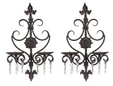 2 Fleur De LIS Candle Wall Sconces French Scroll Holder
