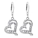 Diamond Heart with Mom Lever Back Earrings in Sterling Silver
