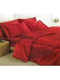 6pce Satin Red Double Duvet Cover Set (inc 1 duvet cover,1 fitted sheet,4 pillowcases)
