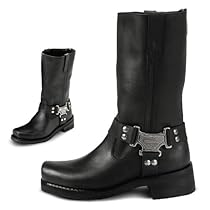 Hot Sale Milwaukee Motorcycle Clothing Company Classic Harness Leather Women's Motorcycle Boots (Black, Size 8C)