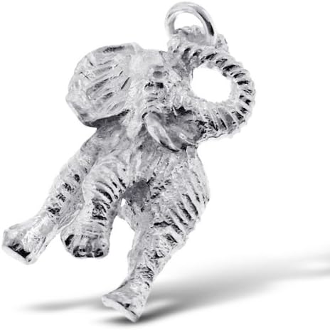 925 Sterling Silver Sterling Silver Bracelets - Elephant and Tusks Charm Pendant - 31Mm Heavy Casted