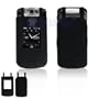 Black Solid Silicone Skin Cover Case Cell Phone Protector for BlackBerry Pearl 8220 Flip [Beyond Cell Packaging]