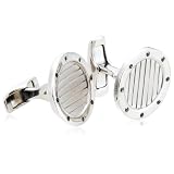Sterling Silver Black Diamond Round Cuff Links (1/10 cttw)