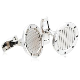 Sterling Silver Black Diamond Round Cuff Links (.10cttw)