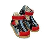 INDIGO trendige Sandalen mit Kletts, navy-red, Leder