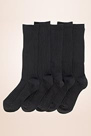 5 Pairs of Freshfeet™ Cotton Rich Long Ribbed School Socks