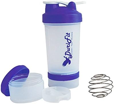 DuriFit Protein Shaker Bottle 16 OZ Purple Color with Storage Boxes and Mixing Ball