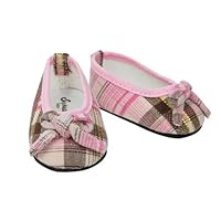 Pink & Brown Plaid Ballerina Shoe, Fits 18 Inch American Girl Dolls