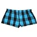 Electric Blue and Black Plaid Check Flannel Cotton Girl Boxers Mini Itty Bitty Shorts 1" Inseam, Covered elastic waist, 100% cotton,