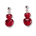 Candy Apple Red Heart Sterling Silver Childrens Post Earrings