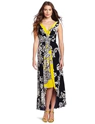 V-neck Paisley Sleeveless High-Low-Hem Polyester Pleated  Dress