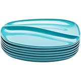 Zak Designs Moso Divided Plate, 10.5-Inch, Azure, Set of 6