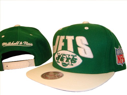 New York Jets Green & White Adjustable Snap Back Baseball Cap Hat Mitchell & Ness