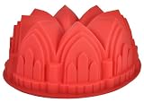 9" Round Silicone Bundt Cake Mold Pan (Crown, Church, Castle Shaped) (9" round x 3 1/2" deep)
