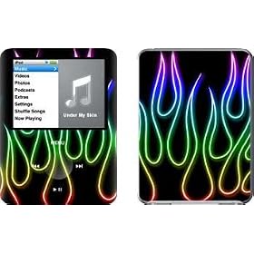 Rainbow Neon Flames Design Protective Decal Skin Sticker for Apple iPod nano 3G (3rd Generation) 4GB/ 8GB Player