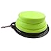 Arlie Pet Silicone Foldable Bowl - Retractable Travel Protable Water Bottle/Dish with a Metal Carabiner, Also Can Used as Flying Disc Toy for Dogs & Cats, Green