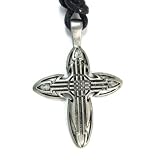 Celtic Cross, Endurance and Tenacity, Pewter Pendant with Adjustable Cord Necklace
